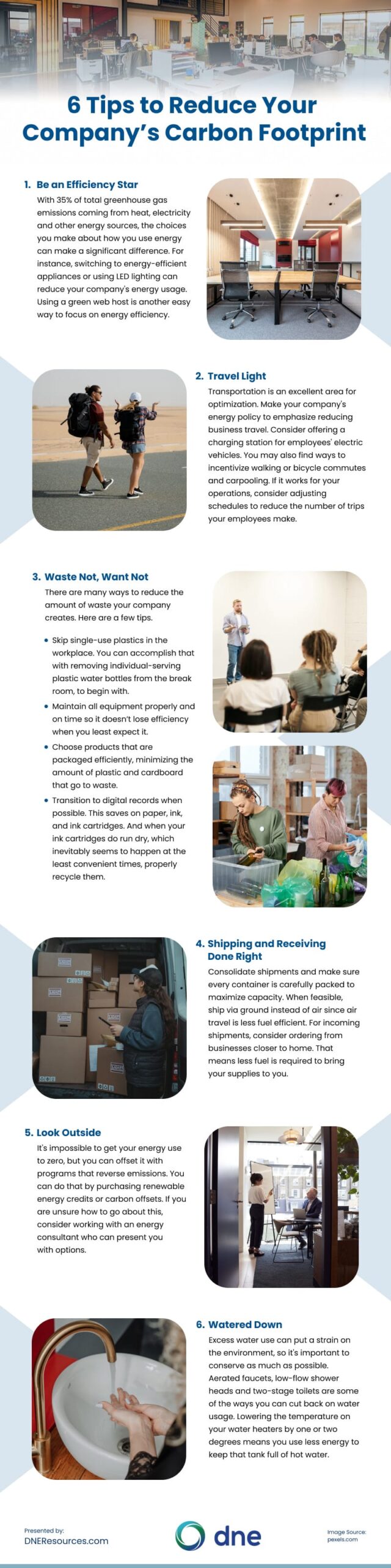 6 Tips to Reduce Your Company's Carbon Footprints Infographic