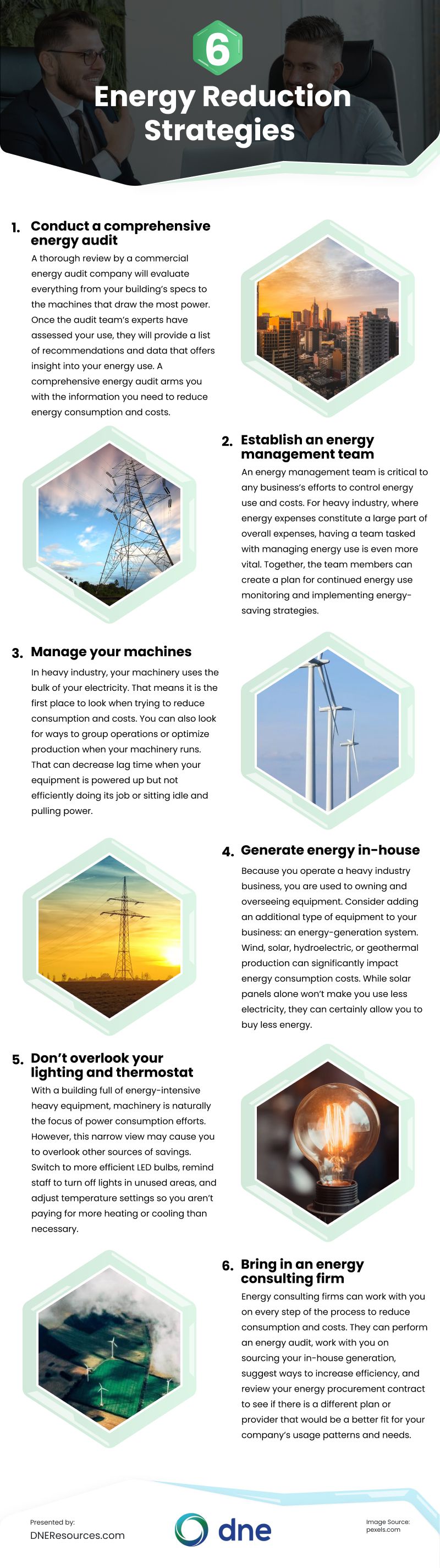 6 Energy Reduction Strategies Infographic